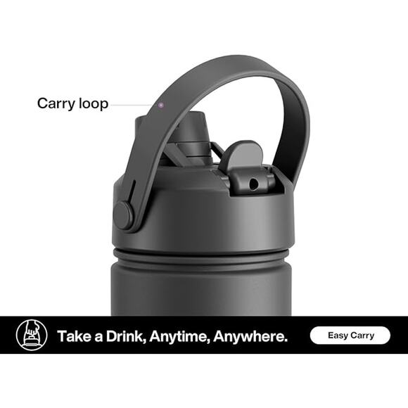 POWCAN 26 oz Insulated Water Bottle with 2-in-1 Straw and Spout Lid(Dark Knight) - Picture 2 of 6